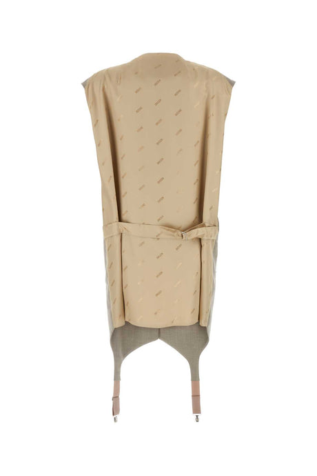 MOSCHINO Oversized Two-Tone Wool and Satin Vest