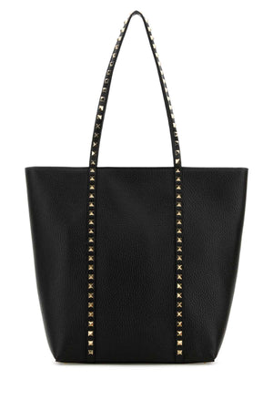 VALENTINO GARAVANI Chic Black Leather Rockstud Handbag - 25cm