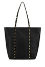 VALENTINO GARAVANI Chic Black Leather Rockstud Handbag - 25cm