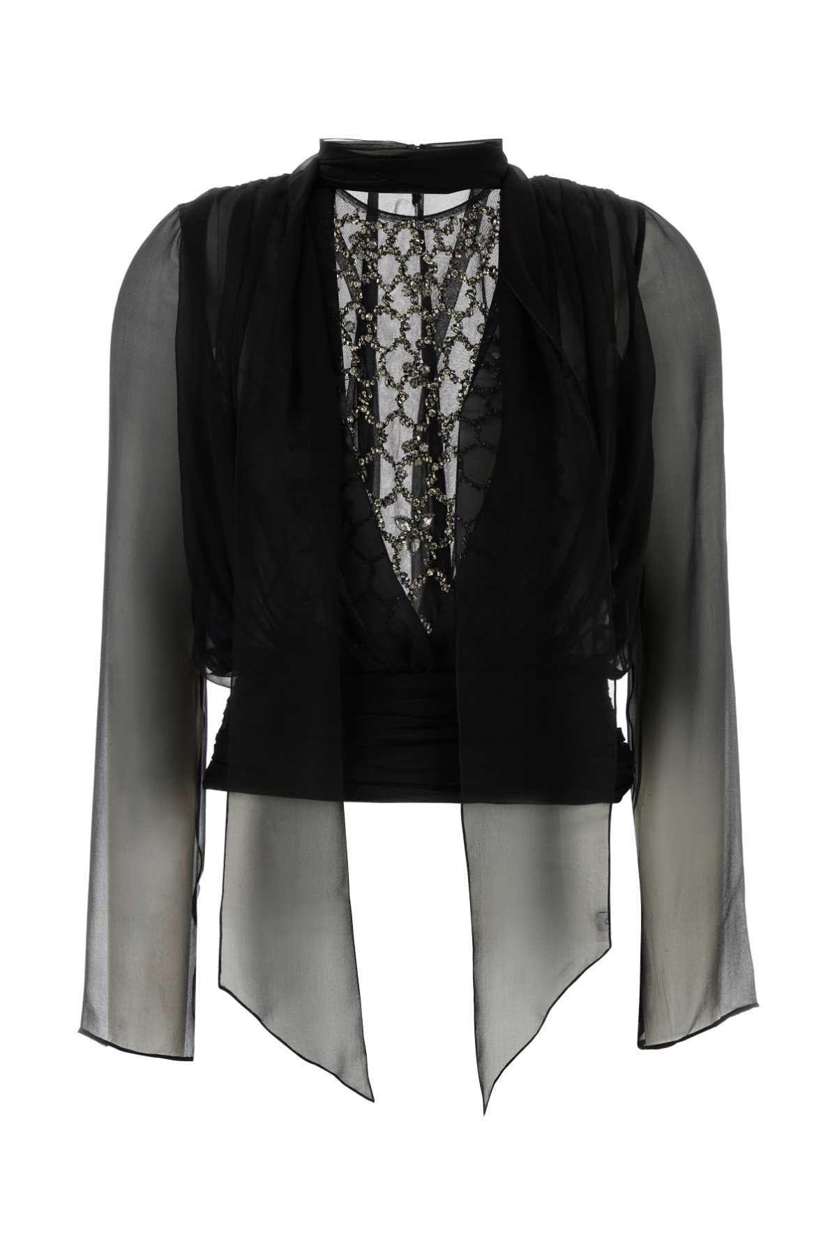 ALBERTA FERRETTI Elegant Black Chiffon Blouse for Women