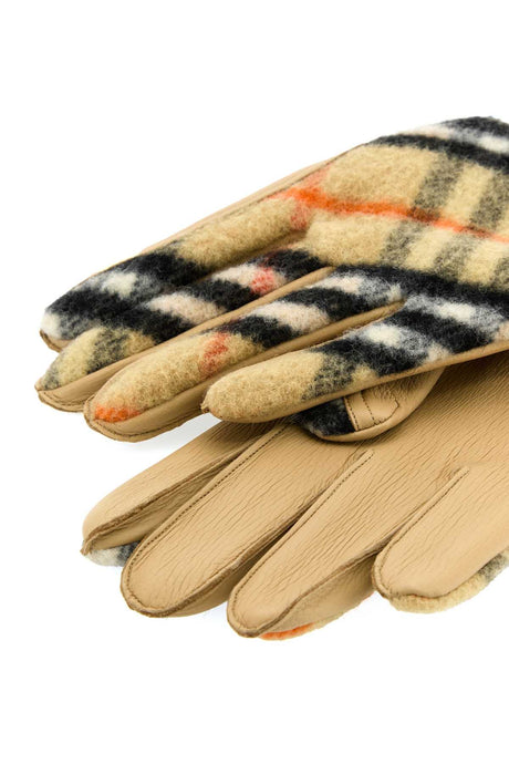 BURBERRY Beige Leather Gloves - Unisex Accessory