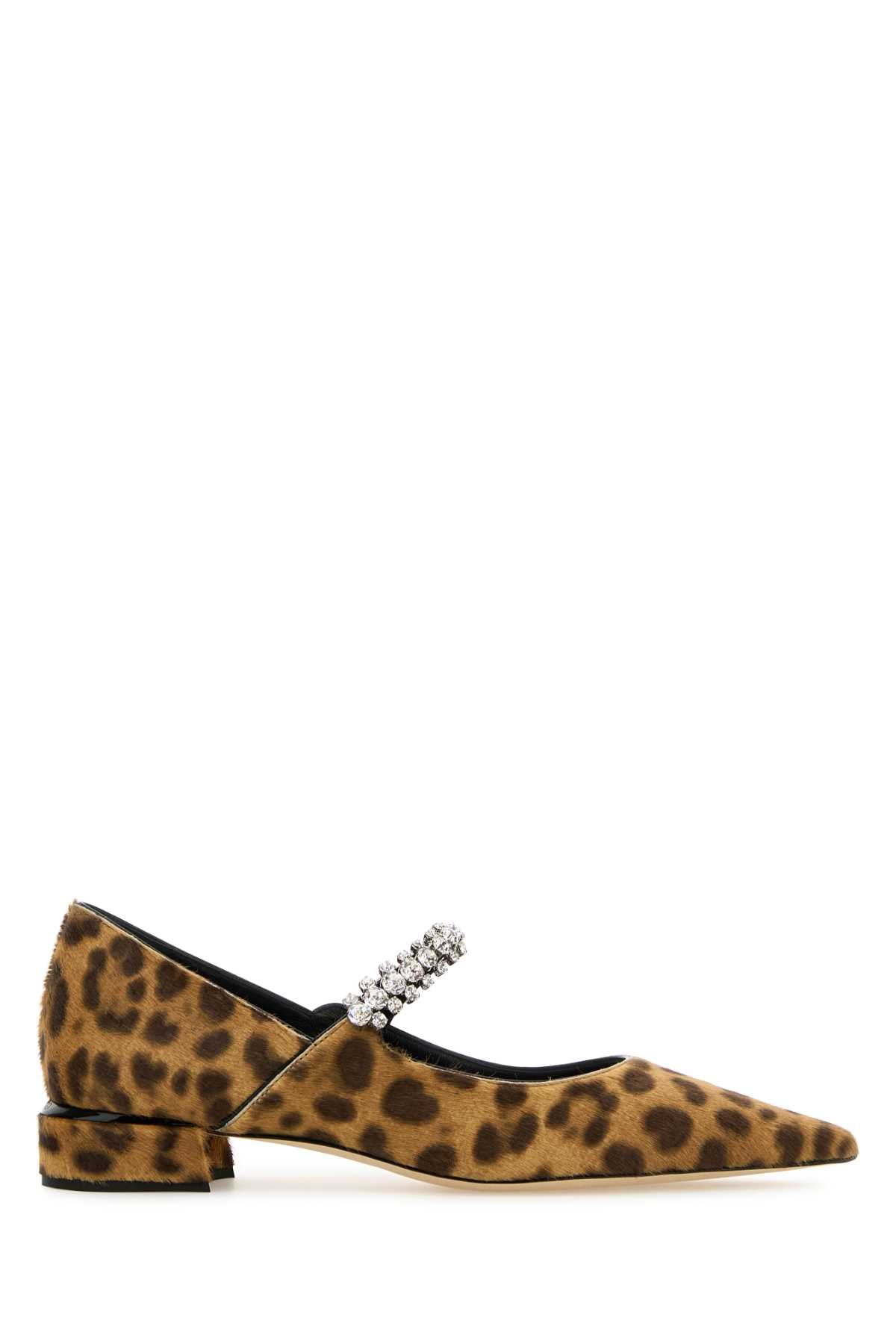 JIMMY CHOO Printed 100% Leather Hair Bing Ballerinas