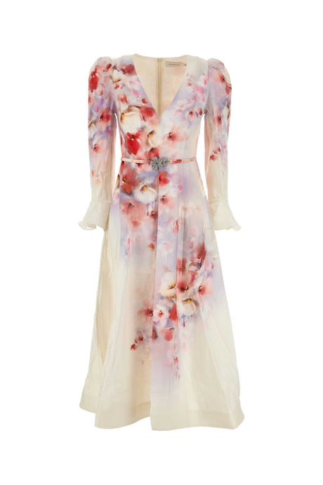 ZIMMERMANN Floral Printed Linen Crush Mini Dress