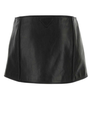 PRADA Chic Women's Mini Leather Skirt