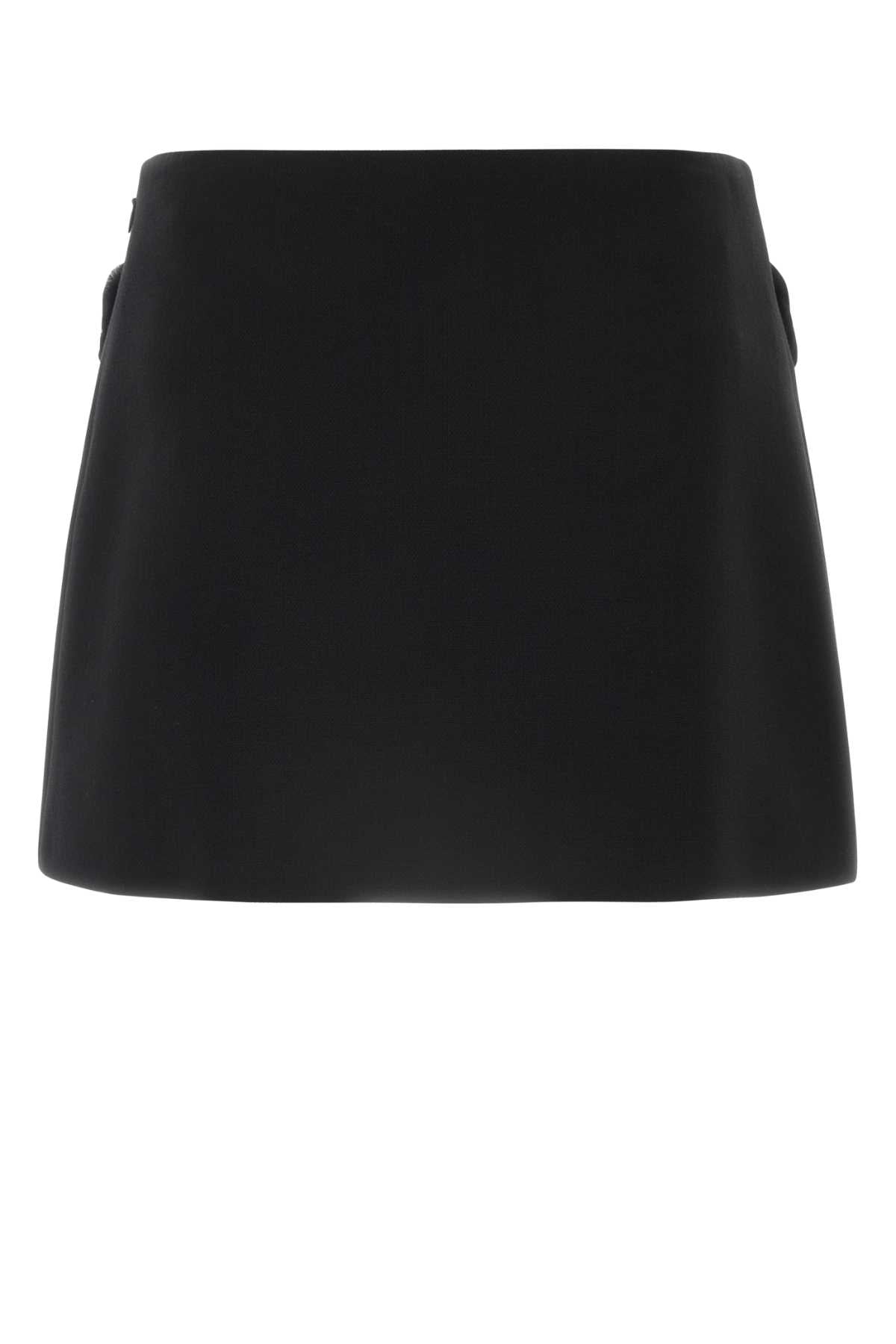 PRADA Chic Black Wool Mini Skirt