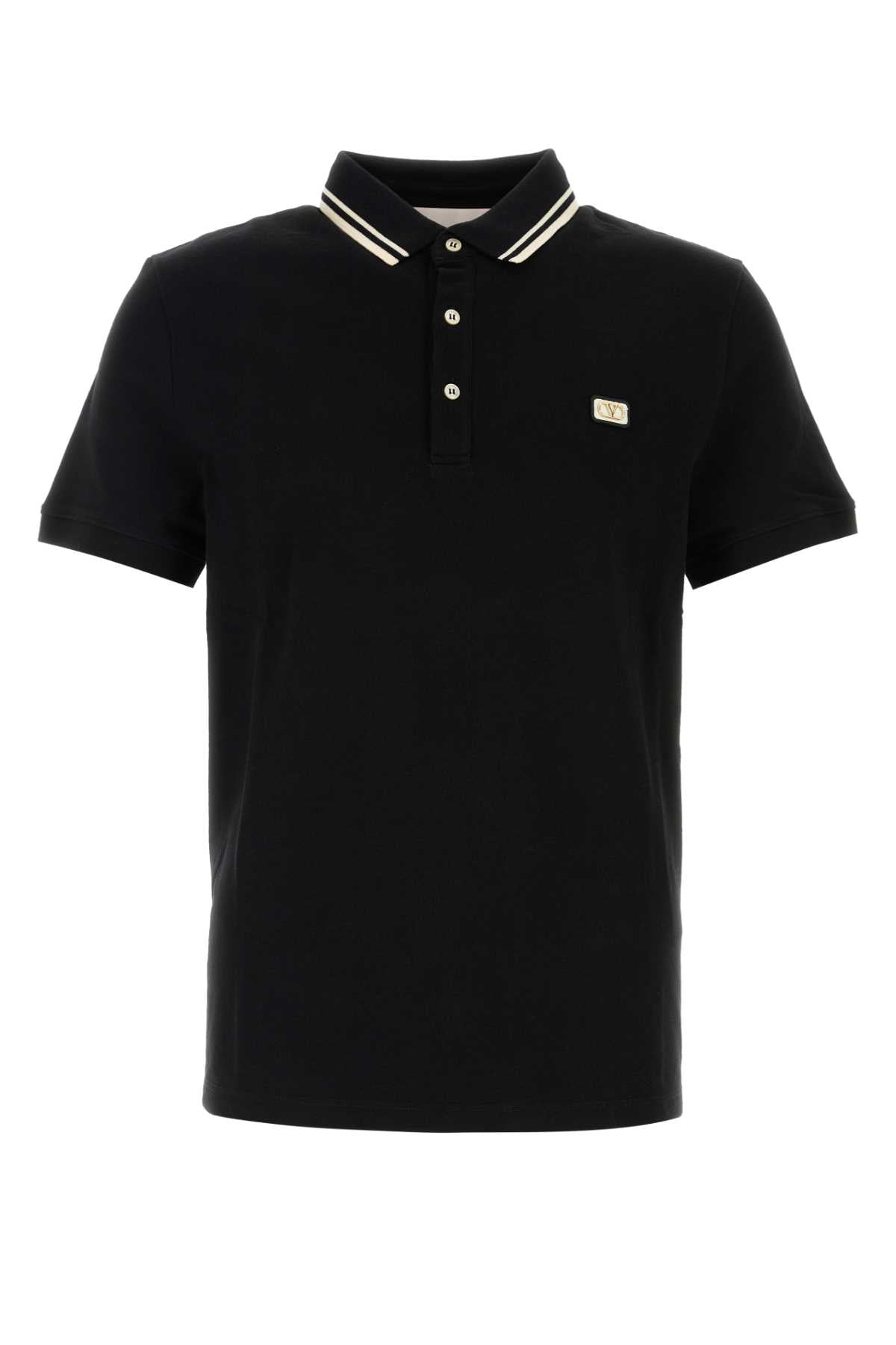 VALENTINO GARAVANI Classic Black Piquet Polo Shirt for Men