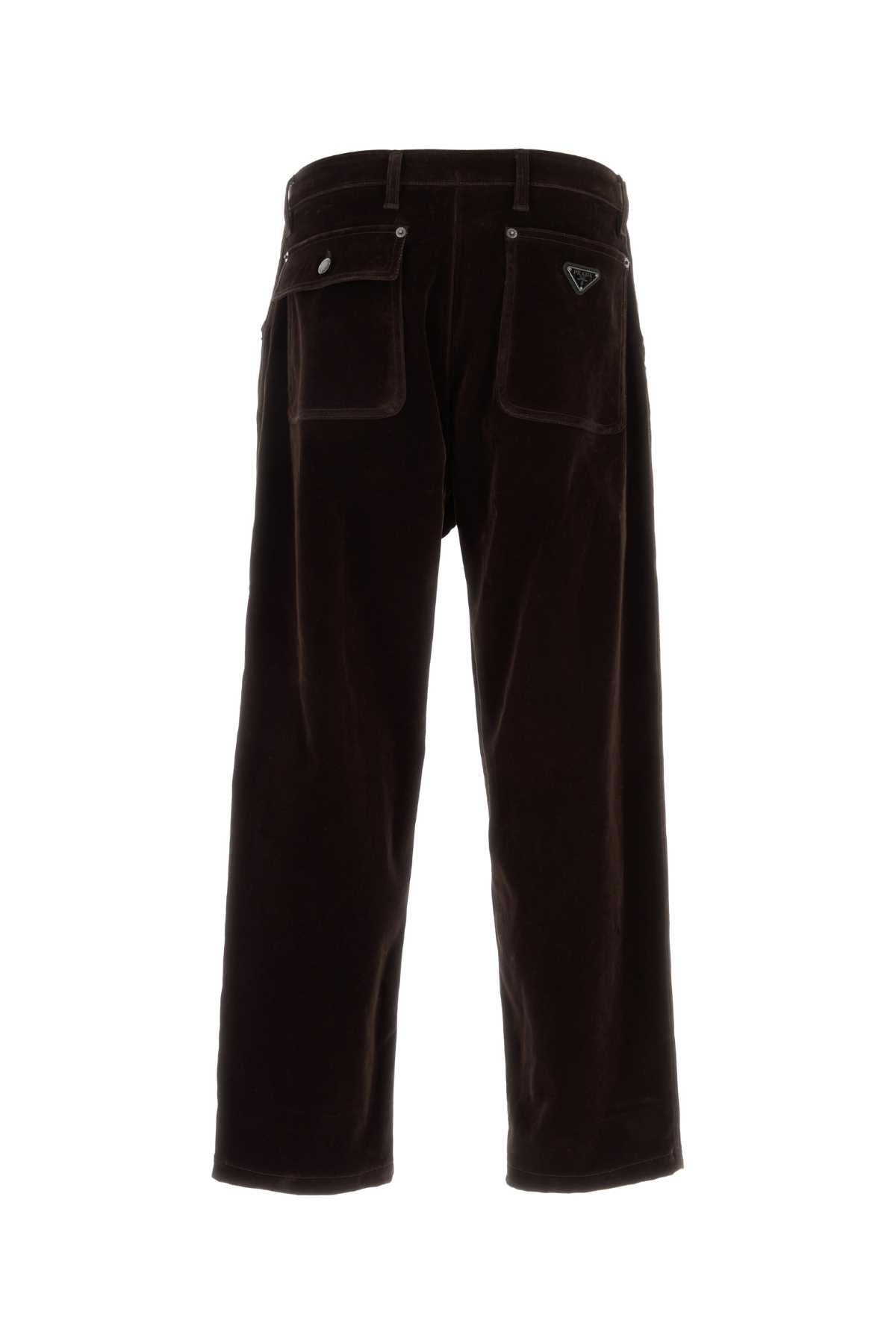 PRADA Brown Velvet Denim Pants