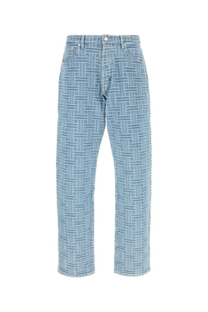 KENZO Embroidered Light Blue Denim Jeans for Men