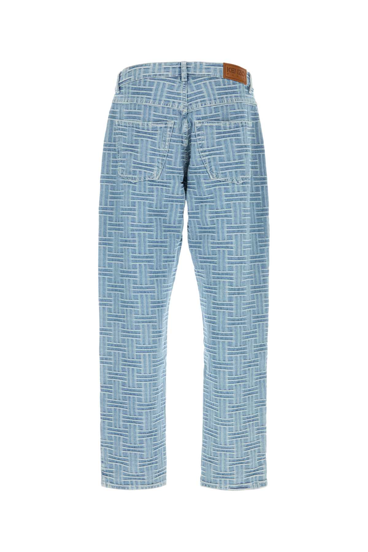 KENZO Embroidered Light Blue Denim Jeans for Men