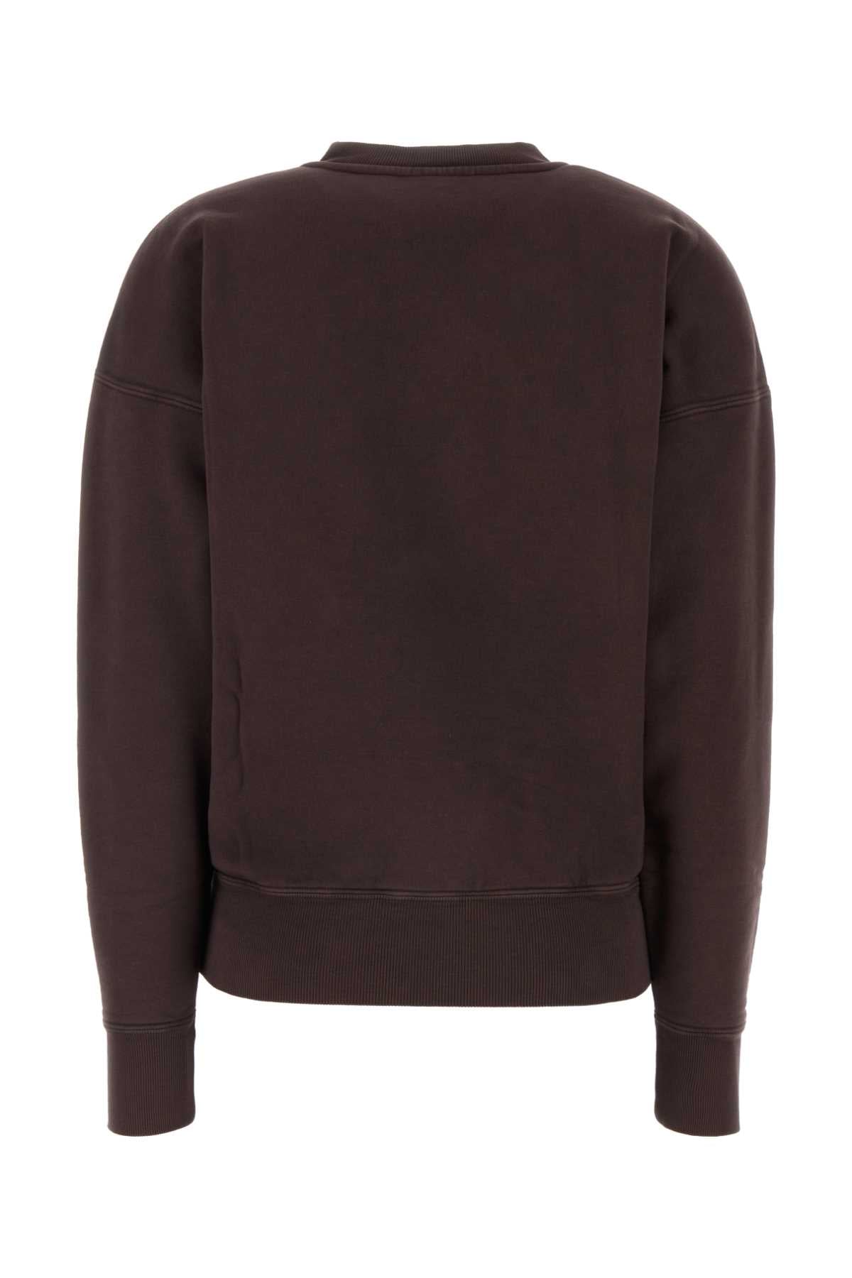 SAINT LAURENT Oversized Sweatshirt in Chocolate Cotton for Women