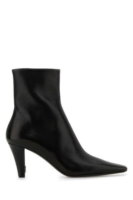 SAINT LAURENT Chic Black Leather Ankle Boots with 7.5 cm Heel