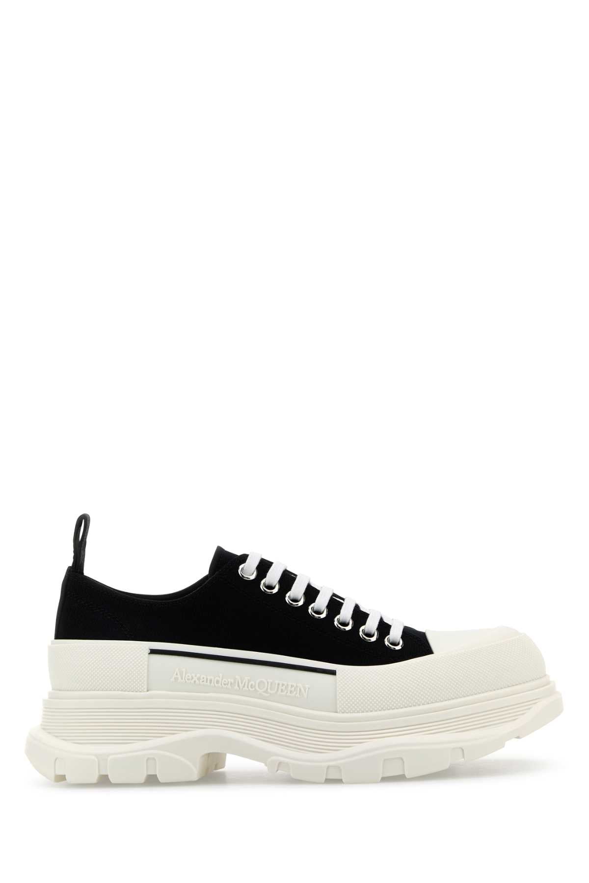 ALEXANDER MCQUEEN Tread Slick Black Canvas Lace-Up Sneakers for Men