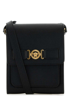 VERSACE Mini Black Leather Crossbody Handbag with Medusa Design