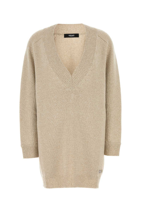 VERSACE Elegant Beige Wool Blend Sweater Dress