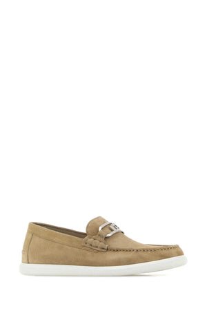 FENDI Cappuccino Suede O Lock Light Loafers