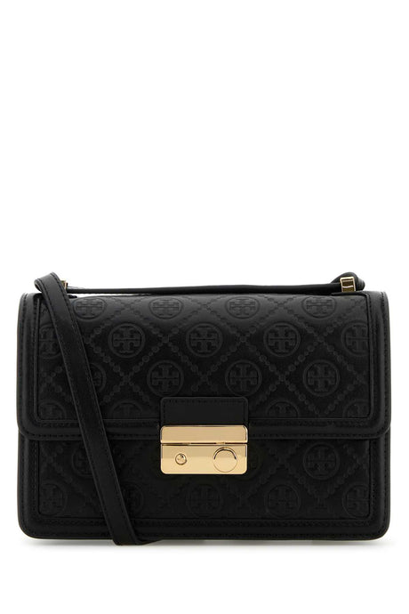 TORY BURCH Elegant Black Leather Shoulder Handbag - 23 cm x 15.5 cm