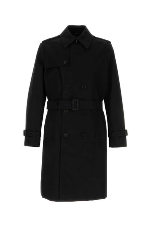 BURBERRY Classic Black Gabardine Trench Jacket for Men