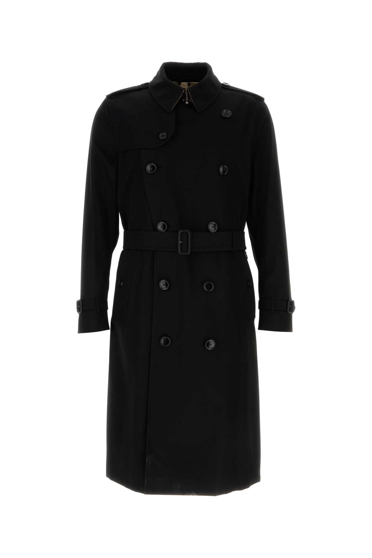 BURBERRY Classic Black Gabardine Trench Jacket for Men