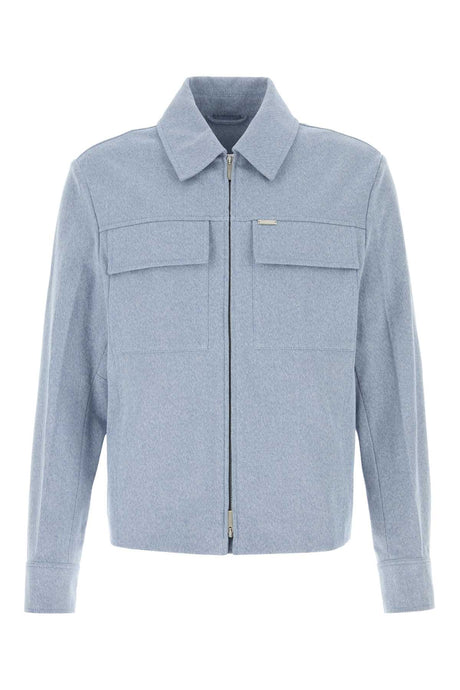 SALVATORE FERRAGAMO Light Blue Cotton Jacket for Men