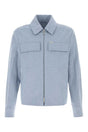 SALVATORE FERRAGAMO Light Blue Cotton Jacket for Men