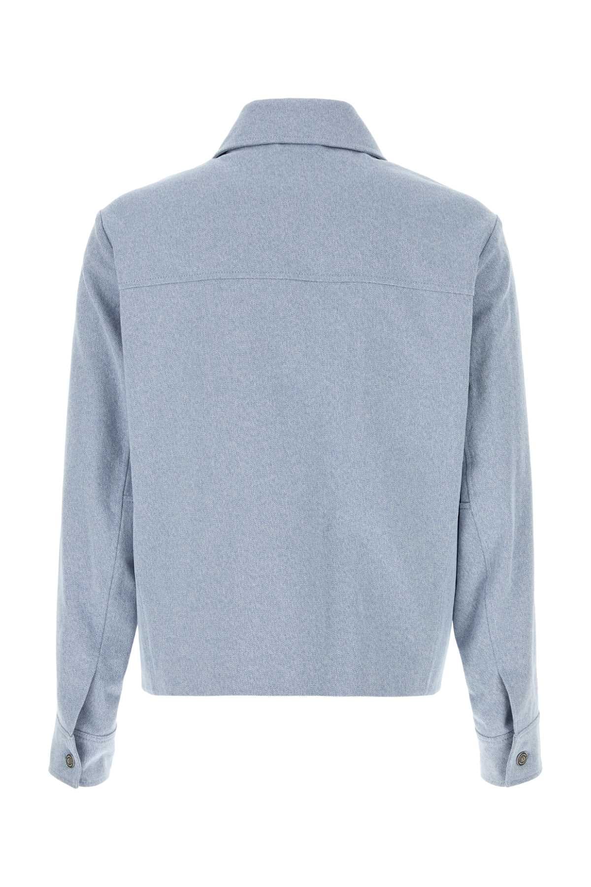 SALVATORE FERRAGAMO Light Blue Cotton Jacket for Men