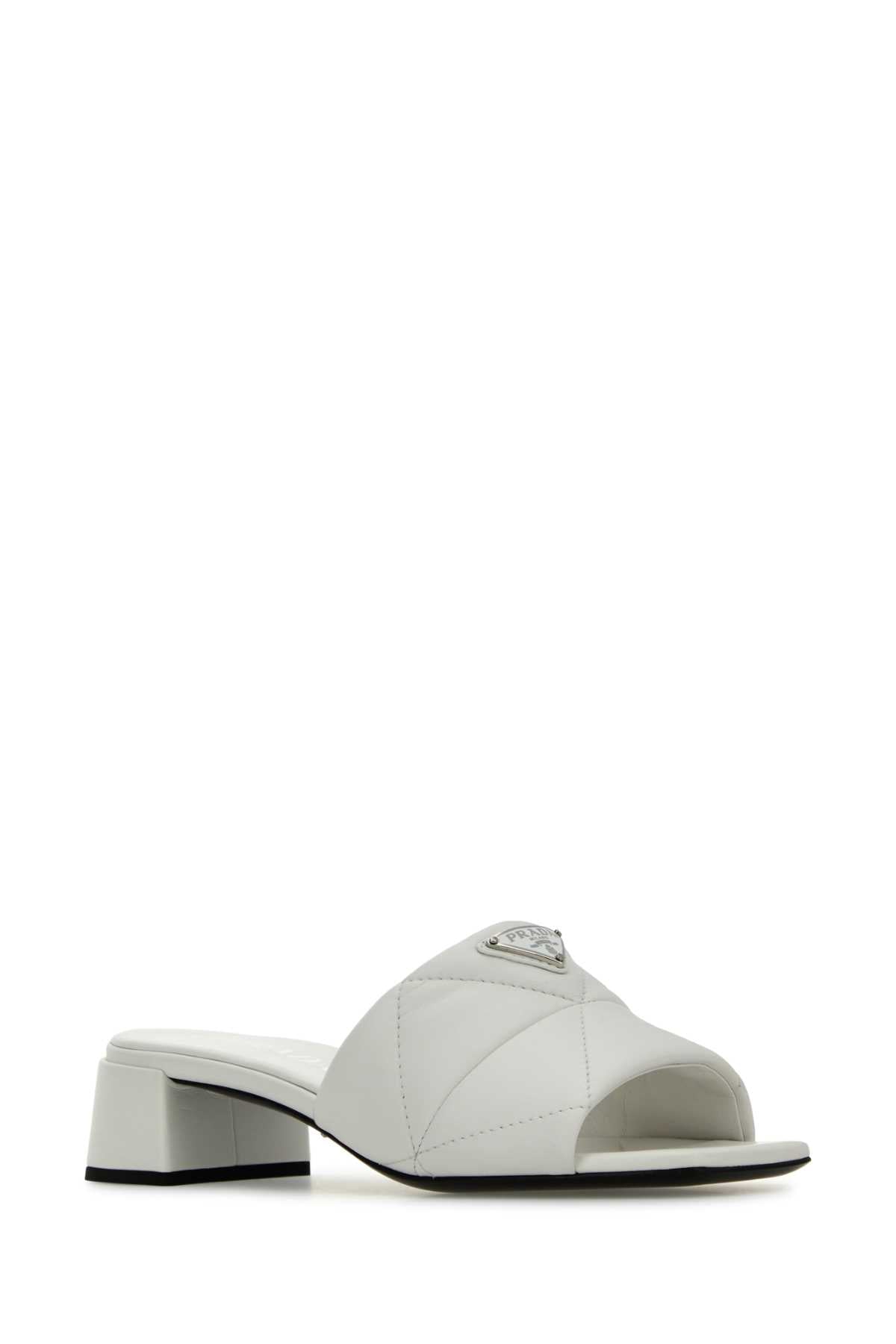 PRADA White Nappa Leather Flats with 3.5 cm Heel