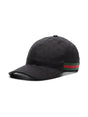 GUCCI Black GG Supreme and Web Baseball Cap for Men in SS24