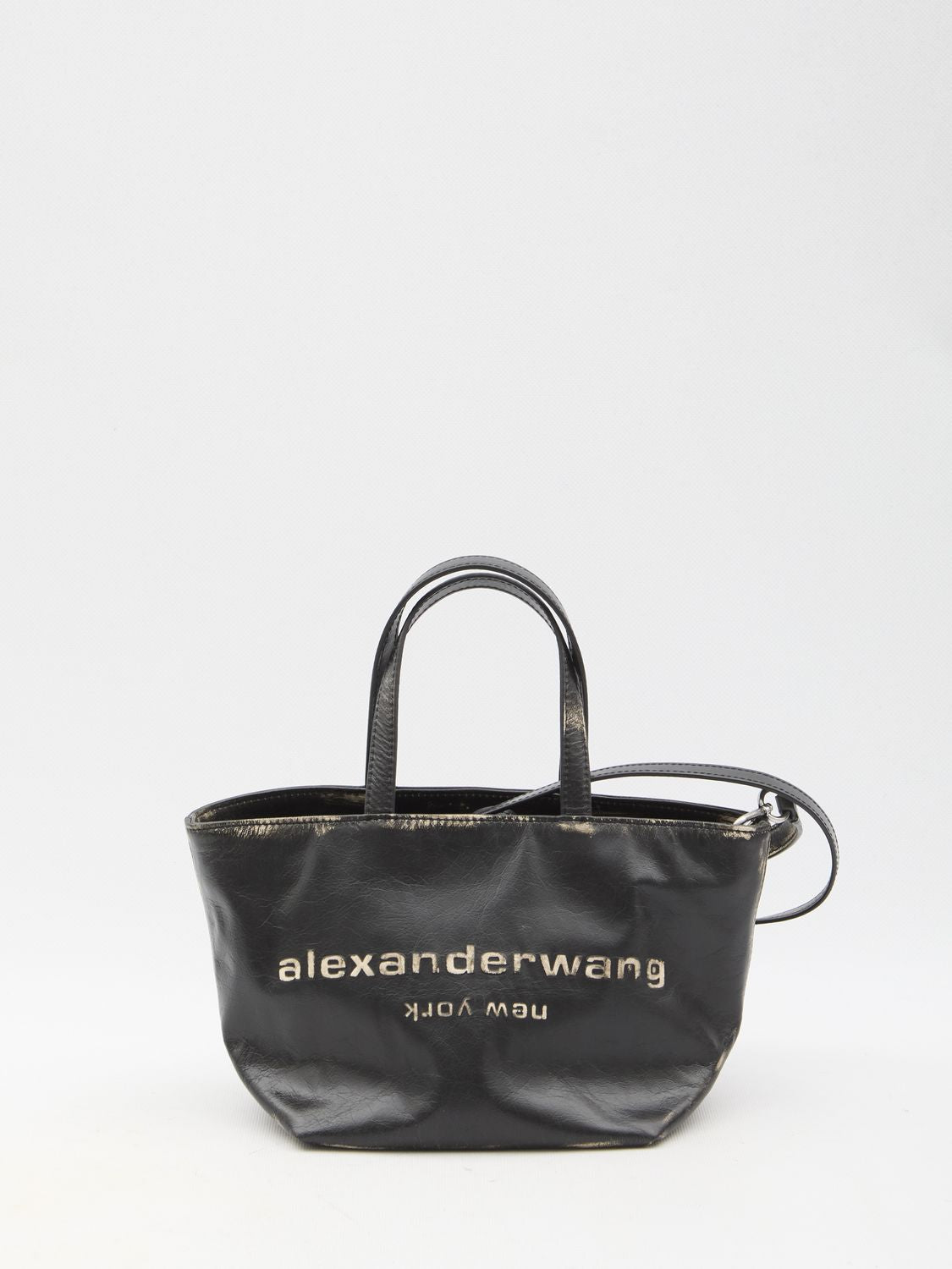 ALEXANDER WANG Mini Brushed Black Leather Tote Handbag