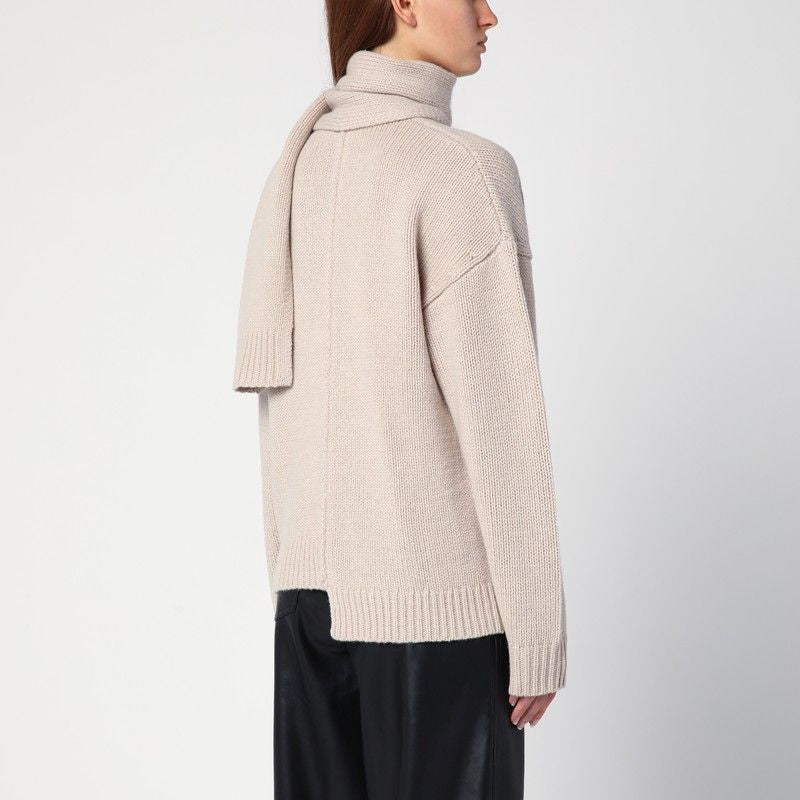 THE GARMENT Beige Wool Scarf Cardigan - Women's Mini Style FW24