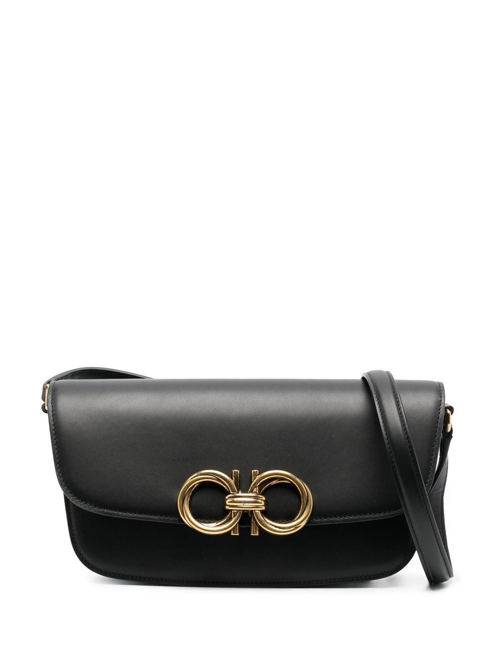 FERRAGAMO Luxurious Black Calf Leather Crossbody Bag for Women - SS23 Collection