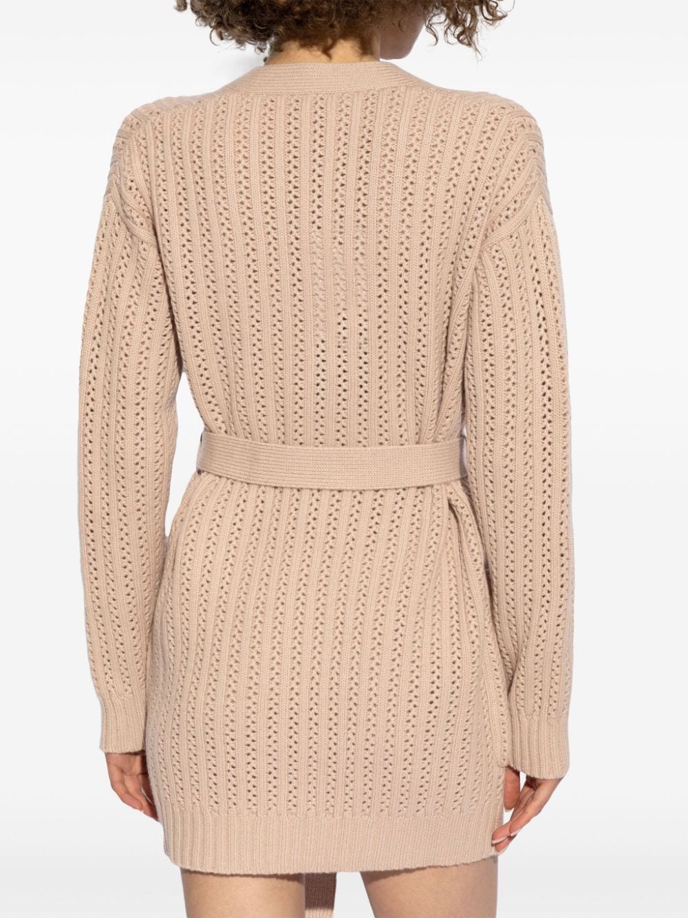 MAX MARA Powder Pink Cashmere-Blend Thigh-Length Cardigan