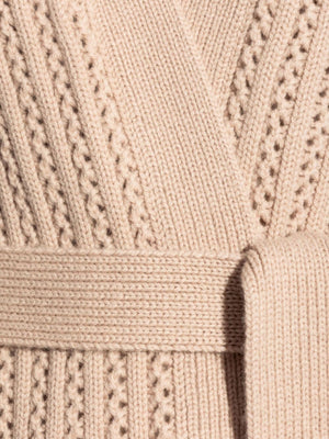 MAX MARA Powder Pink Cashmere-Blend Thigh-Length Cardigan