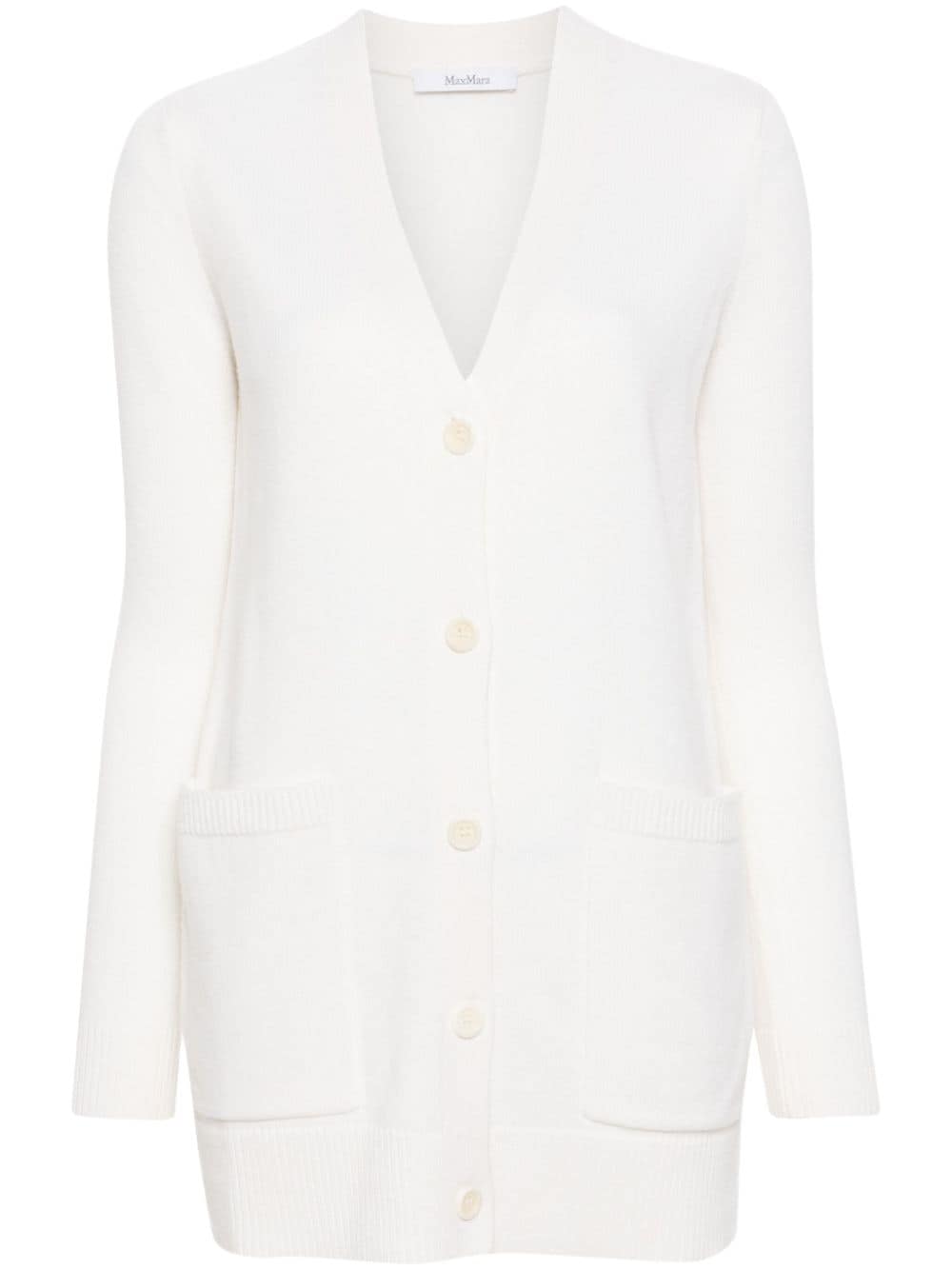 MAX MARA Elegant Cream Wool-Cashmere V-Neck Cardigan