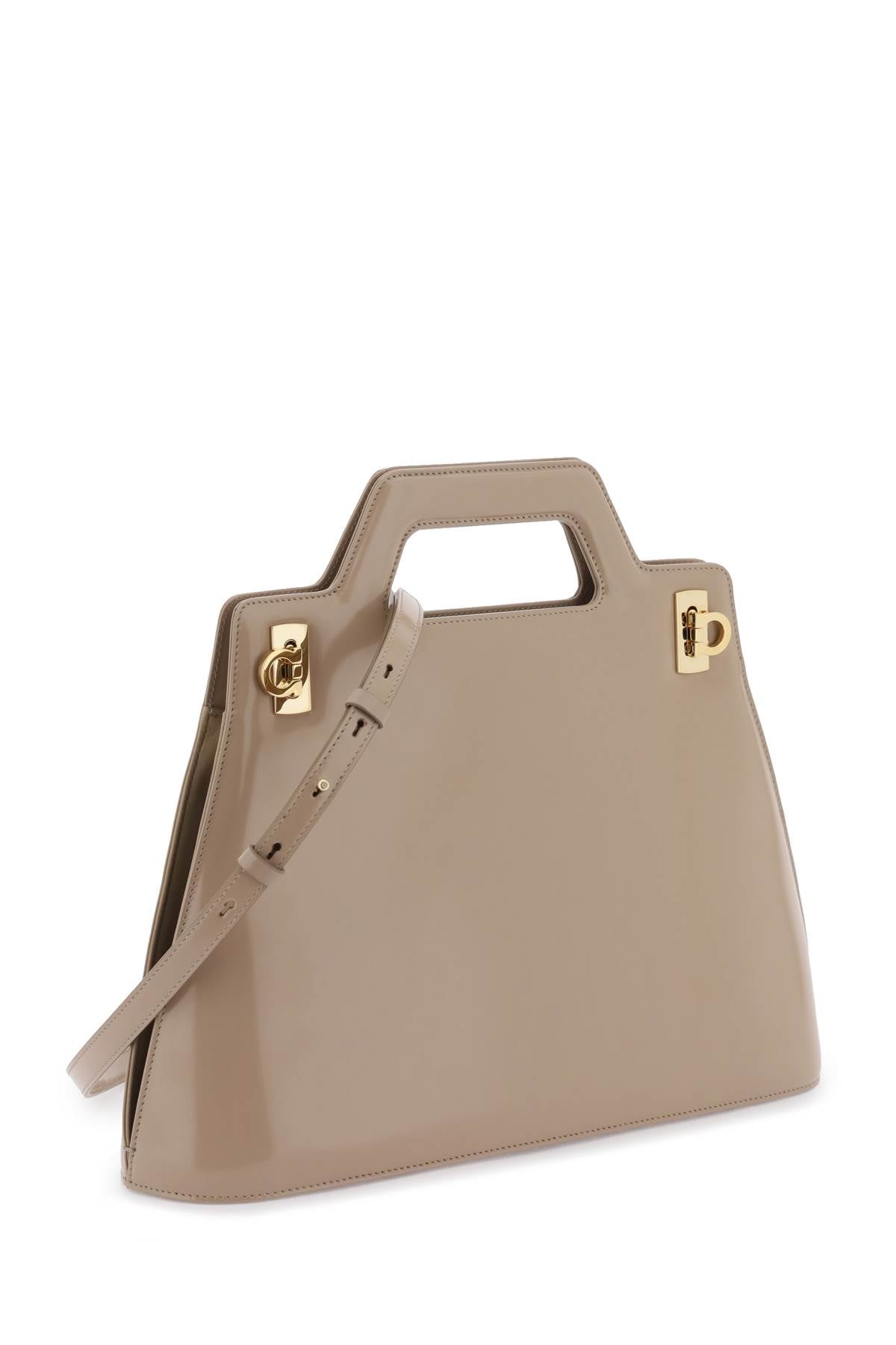 FERRAGAMO Geometric Lines Beige Handbag for Women - SS24 Collection