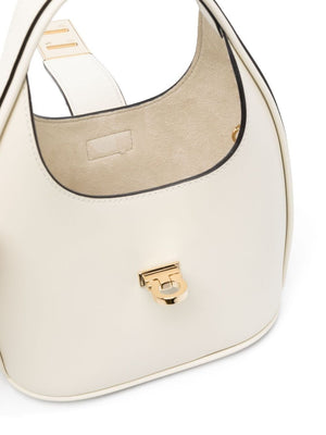 FERRAGAMO Beige Mini Leather Hobo Shoulder Bag for Women – FW23 Collection
