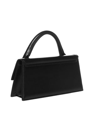 JACQUEMUS Long Mini Iconic Black Leather Crossbody Bag for Women