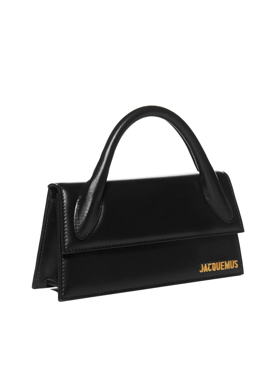 JACQUEMUS Long Mini Iconic Black Leather Crossbody Bag for Women