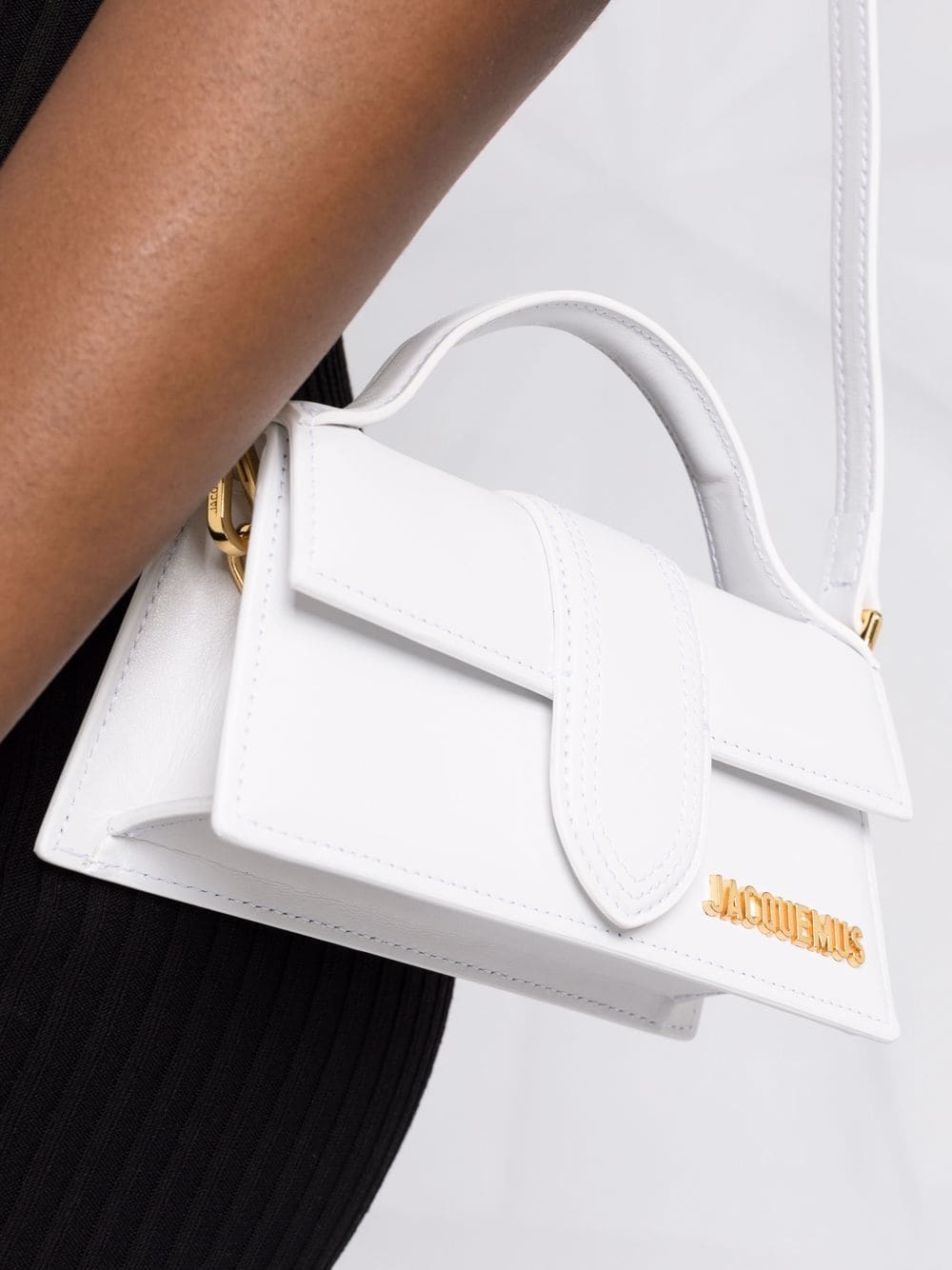 JACQUEMUS Mini Crocodile Effect Handbag with Gold Accents