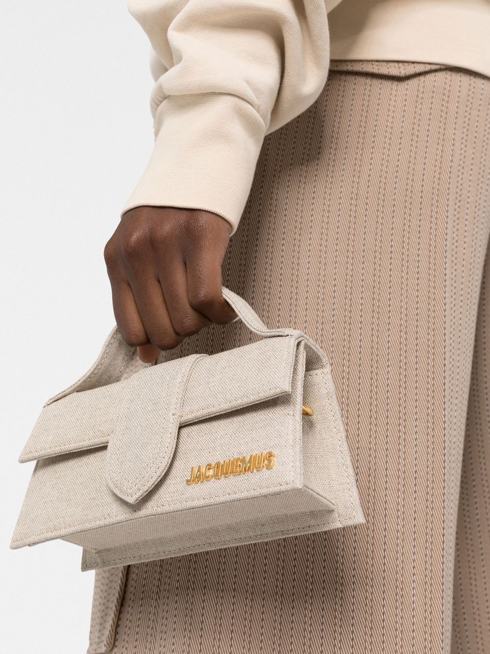 JACQUEMUS Mini Crocodile Effect Handbag with Gold Accents