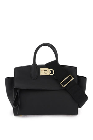 FERRAGAMO Sophisticated Destructured Leather Handbag for Women - Black