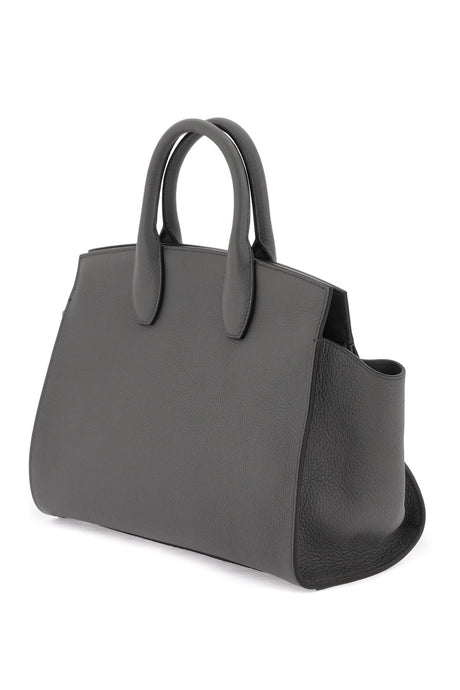 FERRAGAMO Destructured Grained Leather Studio Handbag in Grey for Women - SS24