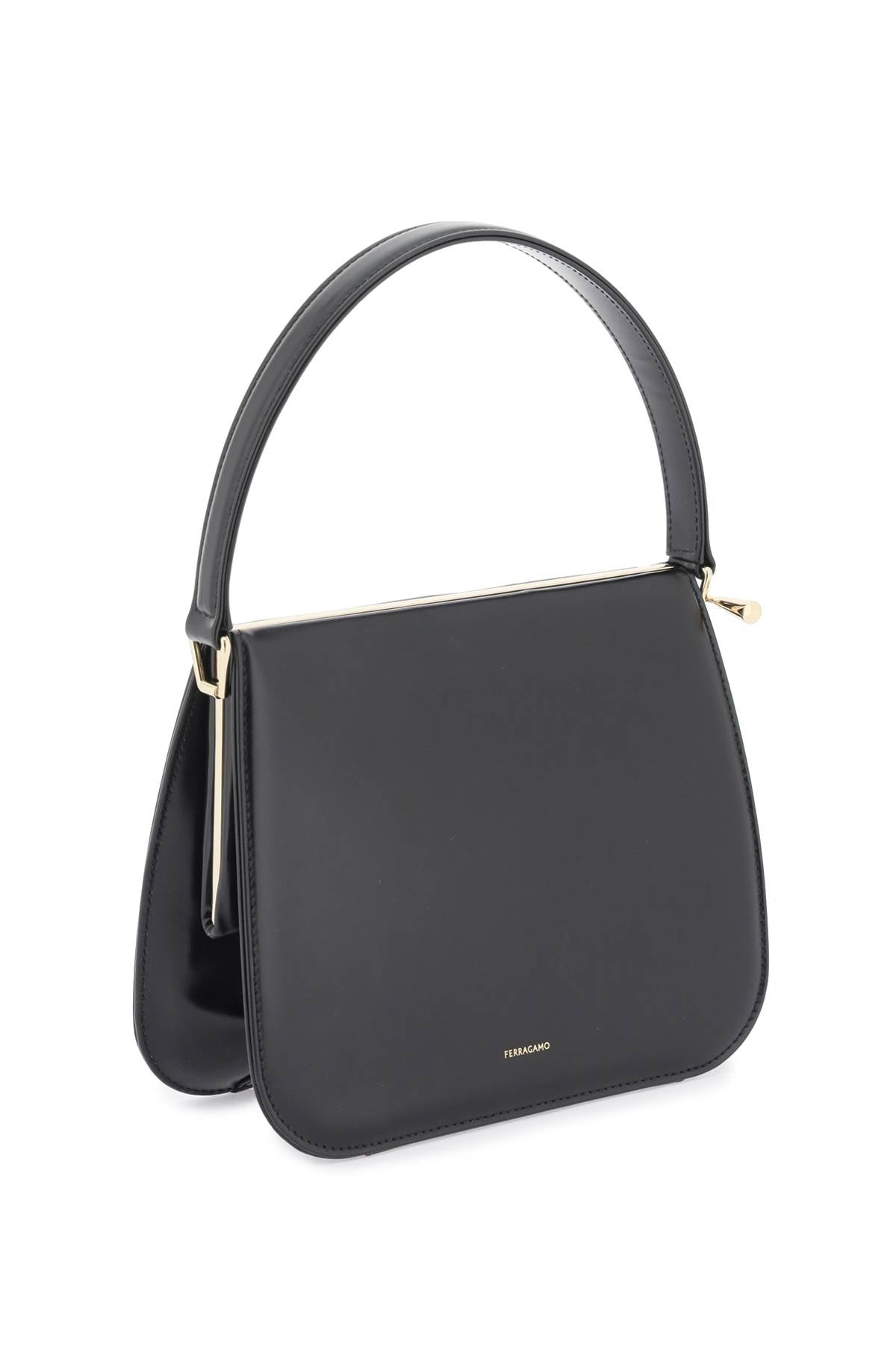 FERRAGAMO Geometric Semi-Rigid Leather Handbag for Women