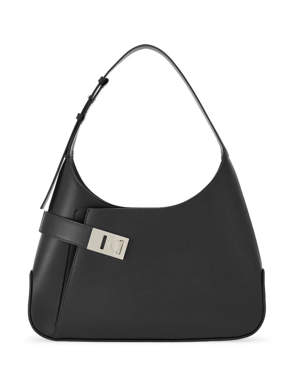 FERRAGAMO Black Asymmetrical Pocket Shoulder Bag for Women - SS24 Collection