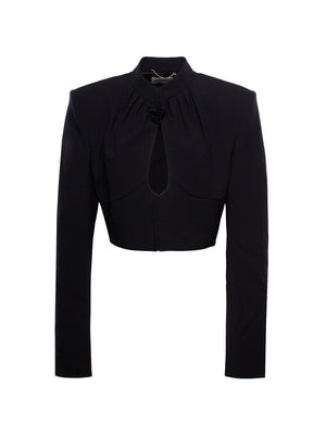 MAGDA BUTRYM Floral Appliqué Black Cropped Jacket for Women