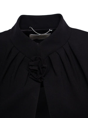 MAGDA BUTRYM Floral Appliqué Black Cropped Jacket for Women