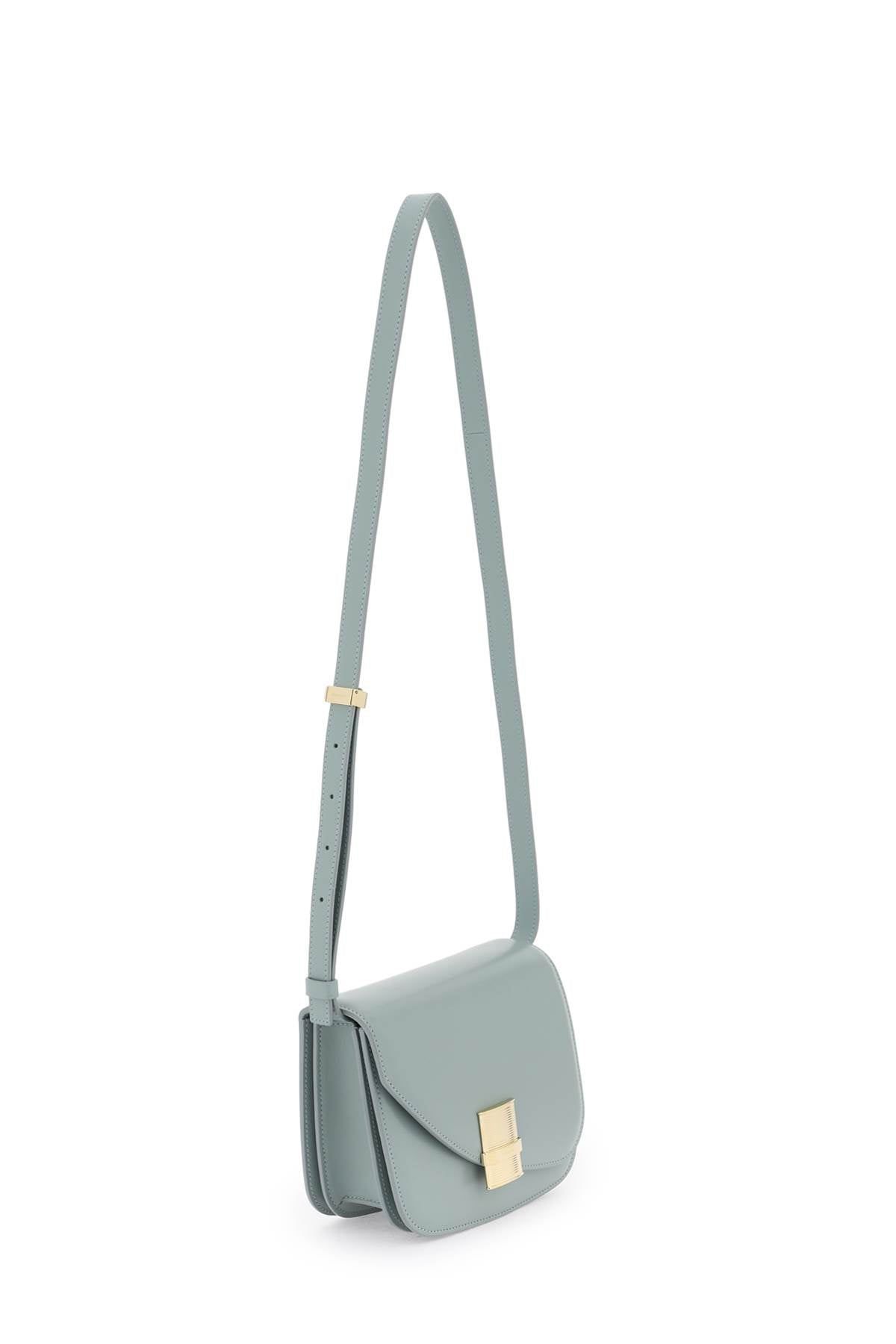 FERRAGAMO Green Smooth Leather Crossbody Handbag with Gold-Tone Metal Gancini Hook Closure