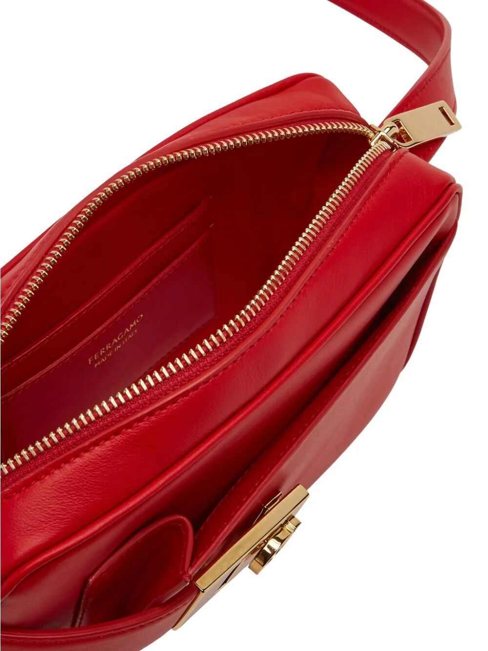 FERRAGAMO Stylish Red Shoulder Camera Case for Fashionable Women