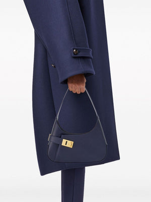 FERRAGAMO Navy Leather Medium Hobo Shoulder Bag for Women