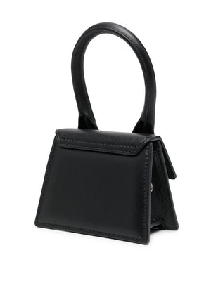 JACQUEMUS Men's Black Leather Shoulder Bag for SS24