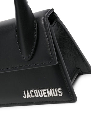 JACQUEMUS Men's Black Leather Shoulder Bag for SS24